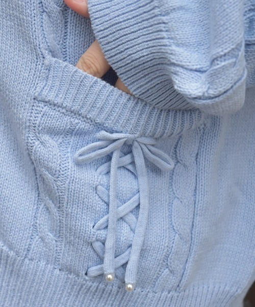 axes femme（アクシーズファム）の「リボンポケットニットカーデ（カーディガン/ボレロ・レディース・ホワイト/グレー/ブルー/ラベンダー・FREE）」の8枚目の写真
