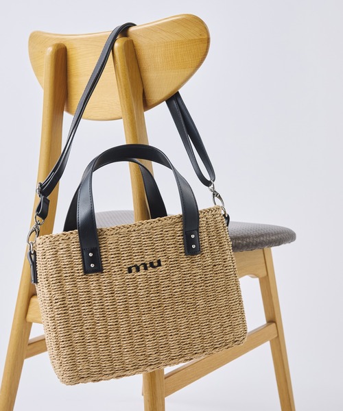MURUA(ムルーア)の「MURUA(ムルーア) 2WAYミニトートバッグ MR-B1341 かごバッグ(トートバッグ・レディース・ブラック/ベージュ・FREE)」の2枚目の写真