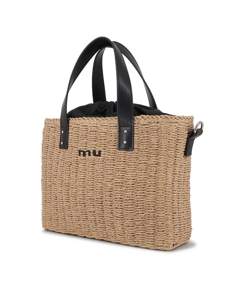 MURUA(ムルーア)の「MURUA(ムルーア) 2WAYミニトートバッグ MR-B1341 かごバッグ(トートバッグ・レディース・ブラック/ベージュ・FREE)」の10枚目の写真