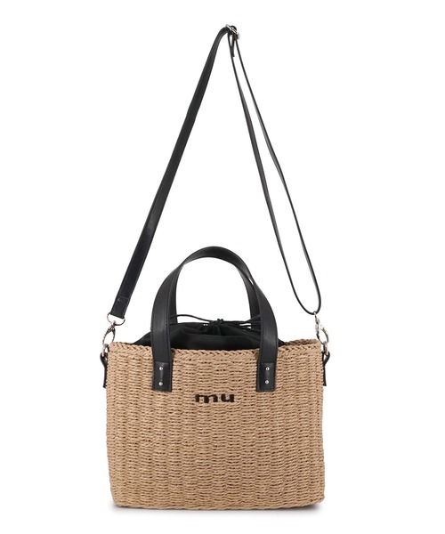 MURUA(ムルーア)の「MURUA(ムルーア) 2WAYミニトートバッグ MR-B1341 かごバッグ(トートバッグ・レディース・ブラック/ベージュ・FREE)」の5枚目の写真