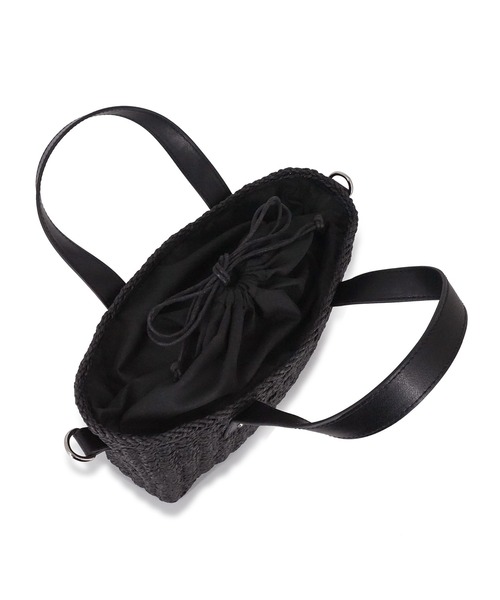 MURUA 黒のかごバッグ2way ショルダー付き MURUA 黒のかごバッグ 2way