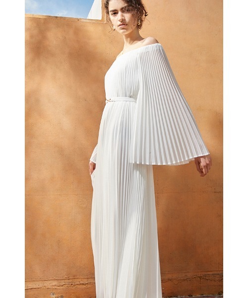 Estella.K（エステラケー）の「Ester Pleated Dress オフショルアコーディオンプリーツドレス（ワンピース・レディース・ブラック×イエロー/ピンク/イエロー系/ホワイト・FREE）」の17枚目の写真