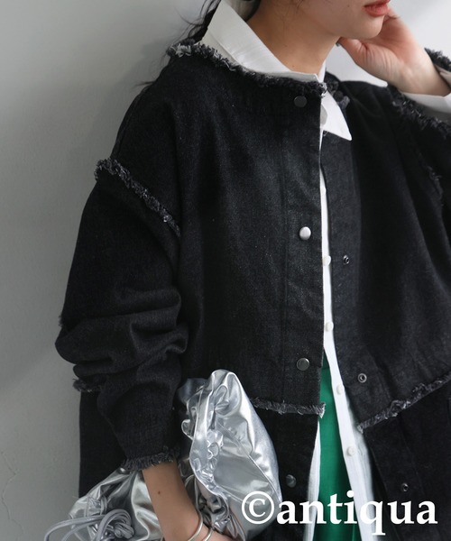 antiqua(アンティカ)の「フリンジデニムジャケット(デニムジャケット・レディース・ブラック/ホワイト/ブルー系その他・ONESIZE)」の13枚目の写真
