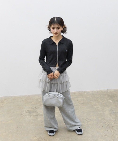 GLOBAL WORK（グローバルワーク）の「ダブルZIPクロップド長袖/AND YUA ANY/251530（Tシャツ/カットソー・キッズ・ブラック/ブルー・MEDIUM/SMALL）」の10枚目の写真