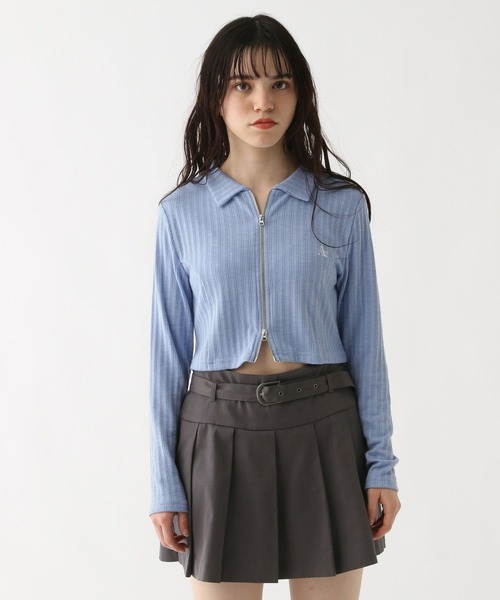 GLOBAL WORK（グローバルワーク）の「ダブルZIPクロップド長袖/AND YUA ANY/251530（Tシャツ/カットソー・キッズ・ブラック/ブルー・MEDIUM/SMALL）」の18枚目の写真