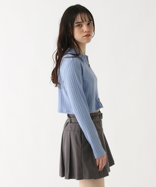 GLOBAL WORK（グローバルワーク）の「ダブルZIPクロップド長袖/AND YUA ANY/251530（Tシャツ/カットソー・キッズ・ブラック/ブルー・MEDIUM/SMALL）」の20枚目の写真