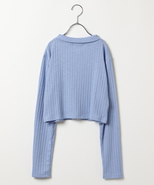 GLOBAL WORK（グローバルワーク）の「ダブルZIPクロップド長袖/AND YUA ANY/251530（Tシャツ/カットソー・キッズ・ブラック/ブルー・MEDIUM/SMALL）」の6枚目の写真