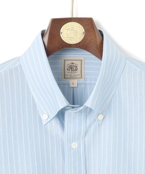 J.PRESS（ジェイプレス）の「【KANEMASA JERSEY】【きちんと見え、快適な着心地】ストライプジャージ ボタンダウンシャツ / JAPAN MADE（シャツ/ブラウス・メンズ・ピンク系1/ネイビー系1/サックスブルー系1・X-LARGE/MEDIUM/LARGE）」の6枚目の写真