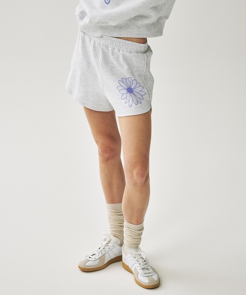 新品タグ付き【ラルディーニ】フラワー刺繍 スウェット ショートパンツ M MINI SWEAT SHORTS FLOWER / ミニ スウェット ショーツ フラワー