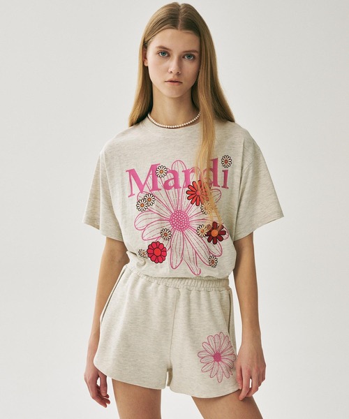 パンツ [ Mardi Merceredi ] KNIT SHORTS ROSE MINI SWEAT SHORTS FLOWER / ミニ スウェット ショーツ フラワー