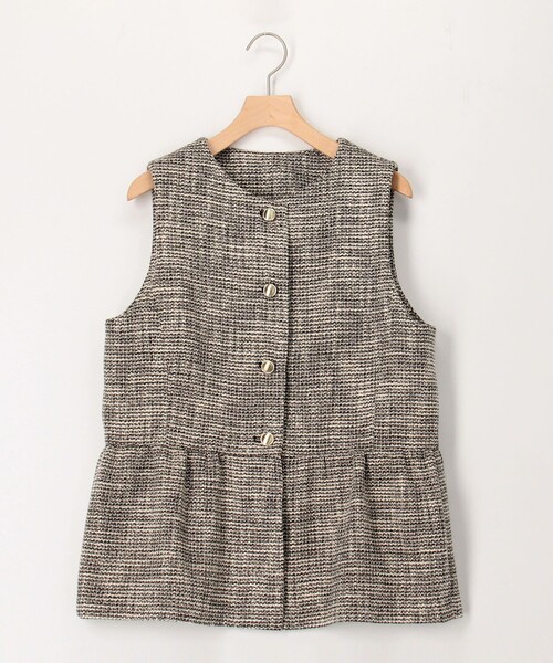 MICO COULIER(ミコクリエ)の「《オケージョン対応》ドライスピン杢ツィード/バスケットラメツィードベスト(ノーカラージャケット・レディース・ネイビー/ブラック系その他・38)」の8枚目の写真