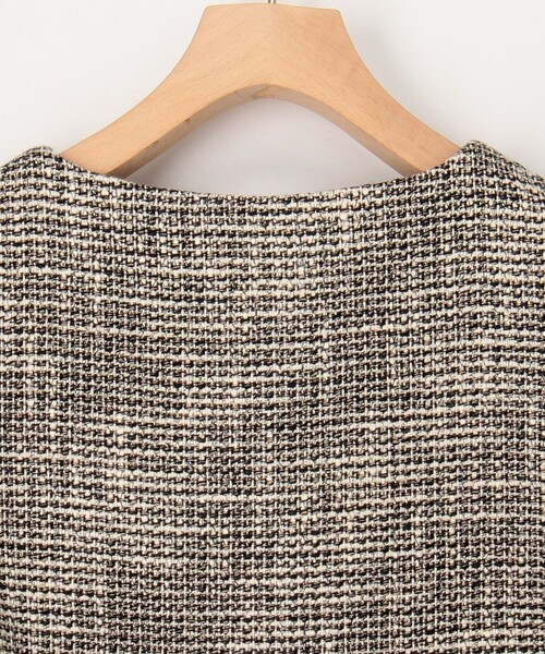 MICO COULIER(ミコクリエ)の「《オケージョン対応》ドライスピン杢ツィード/バスケットラメツィードベスト(ノーカラージャケット・レディース・ネイビー/ブラック系その他・38)」の11枚目の写真