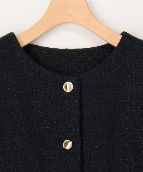MICO COULIER(ミコクリエ)の「《オケージョン対応》ドライスピン杢ツィード/バスケットラメツィードベスト(ノーカラージャケット・レディース・ネイビー/ブラック系その他・38)」の22枚目の写真