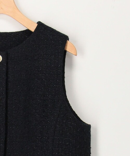 MICO COULIER(ミコクリエ)の「《オケージョン対応》ドライスピン杢ツィード/バスケットラメツィードベスト(ノーカラージャケット・レディース・ネイビー/ブラック系その他・38)」の20枚目の写真
