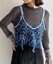 ショート丈クロップドコード刺繍ビスチェキャミソール