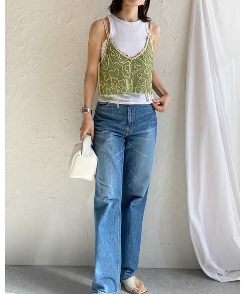 She's Closet（シーズクローゼット）の「ショート丈クロップドコード刺繍ビスチェキャミソール（キャミソール・レディース・ブラウン/ネイビー/グリーン・FREE）」の17枚目の写真