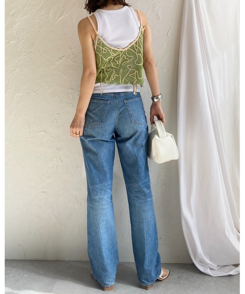 She's Closet（シーズクローゼット）の「ショート丈クロップドコード刺繍ビスチェキャミソール（キャミソール・レディース・ブラウン/ネイビー/グリーン・FREE）」の18枚目の写真