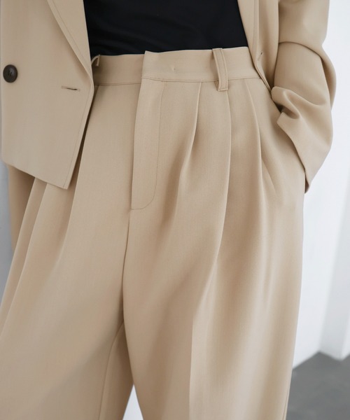hellam（へラム）の「ワイドタックパンツ（スラックス・レディース・ベージュ/ブラウン/アイボリー/チャコール/ブラック・LARGE/MEDIUM/SMALL）」の6枚目の写真