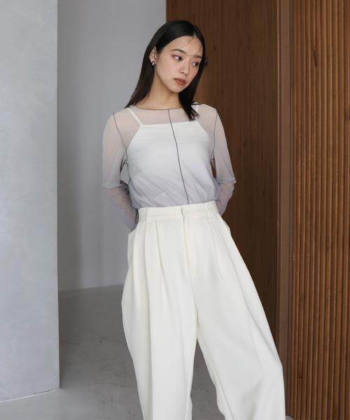 hellam（へラム）の「ワイドタックパンツ（スラックス・レディース・ベージュ/ブラウン/アイボリー/チャコール/ブラック・LARGE/MEDIUM/SMALL）」の12枚目の写真