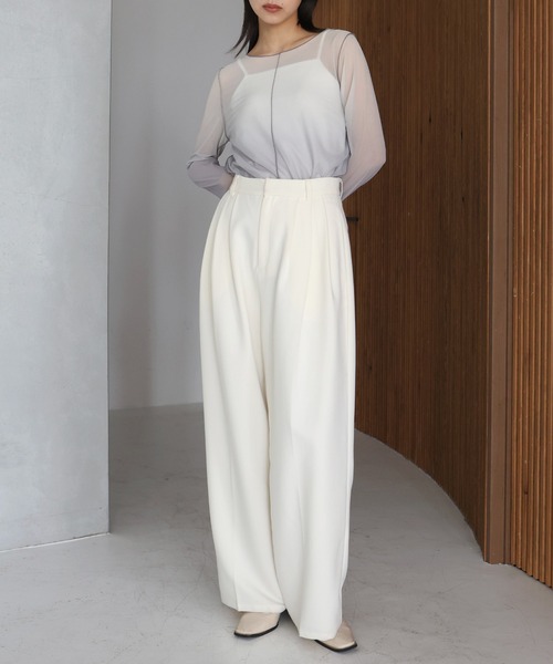 hellam（へラム）の「ワイドタックパンツ（スラックス・レディース・ベージュ/ブラウン/アイボリー/チャコール/ブラック・LARGE/MEDIUM/SMALL）」の13枚目の写真