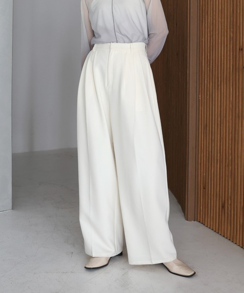 hellam（へラム）の「ワイドタックパンツ（スラックス・レディース・ベージュ/ブラウン/アイボリー/チャコール/ブラック・LARGE/MEDIUM/SMALL）」の8枚目の写真