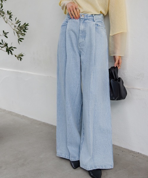 Bab（バブ）の「【S・M・Lサイズ展開】タック入りデニムパンツ（デニムパンツ・レディース・グレー/ライトブルー/インディゴブルー・S/M/L）」の15枚目の写真