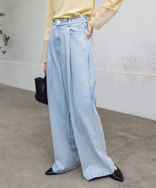 Bab（バブ）の「【S・M・Lサイズ展開】タック入りデニムパンツ（デニムパンツ・レディース・グレー/ライトブルー/インディゴブルー・S/M/L）」の16枚目の写真