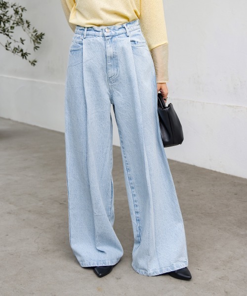 Bab（バブ）の「【S・M・Lサイズ展開】タック入りデニムパンツ（デニムパンツ・レディース・グレー/ライトブルー/インディゴブルー・S/M/L）」の17枚目の写真