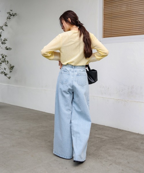 Bab（バブ）の「【S・M・Lサイズ展開】タック入りデニムパンツ（デニムパンツ・レディース・グレー/ライトブルー/インディゴブルー・S/M/L）」の20枚目の写真