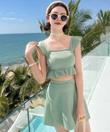 水着（グリーン・カーキ/緑色系・フリル）ファッション通販