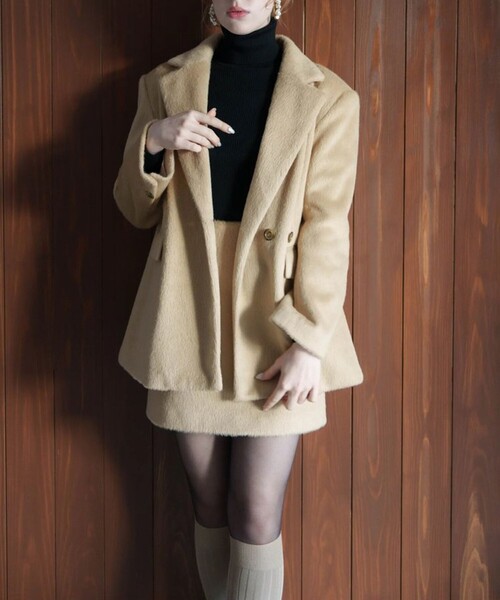 acka mohair flare knit 【beige】新品未使用 ウールメランジハードギャバ / オフィサーパンツ セミフレア