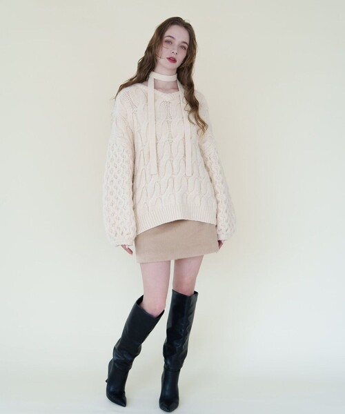 acka mohair flare knit 【beige】新品未使用 ACKA/エーシーケーエー】mohair mini skirt/モヘアミニスカート