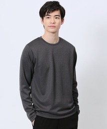 【ウォッシャブル】タカキュー ジオメトリックジャガード クルーネック長袖Tシャツ
