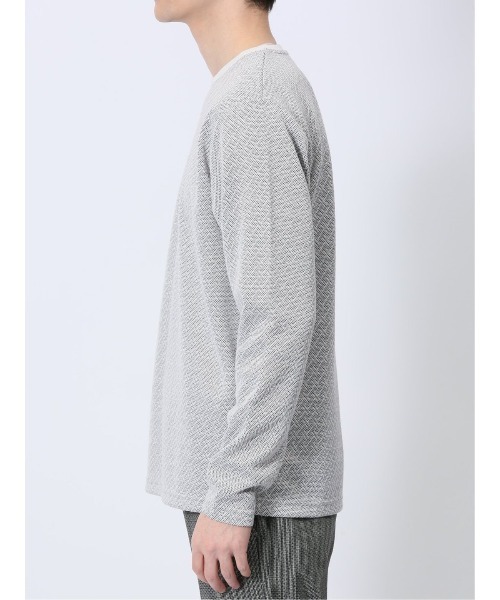 TAKA-Q(タカキュー)の「【ウォッシャブル】タカキュー ジオメトリックジャガード クルーネック長袖Tシャツ(Tシャツ/カットソー・メンズ・ネイビー/ホワイト/ブラック・MEDIUM/LARGE/X-LARGE)」の7枚目の写真