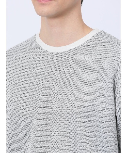 TAKA-Q(タカキュー)の「【ウォッシャブル】タカキュー ジオメトリックジャガード クルーネック長袖Tシャツ(Tシャツ/カットソー・メンズ・ネイビー/ホワイト/ブラック・MEDIUM/LARGE/X-LARGE)」の9枚目の写真