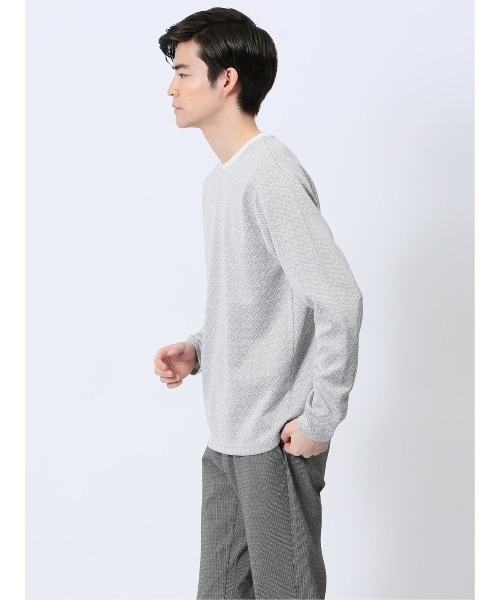 TAKA-Q(タカキュー)の「【ウォッシャブル】タカキュー ジオメトリックジャガード クルーネック長袖Tシャツ(Tシャツ/カットソー・メンズ・ネイビー/ホワイト/ブラック・MEDIUM/LARGE/X-LARGE)」の11枚目の写真