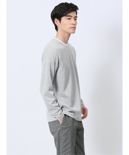 TAKA-Q(タカキュー)の「【ウォッシャブル】タカキュー ジオメトリックジャガード クルーネック長袖Tシャツ(Tシャツ/カットソー・メンズ・ネイビー/ホワイト/ブラック・MEDIUM/LARGE/X-LARGE)」の13枚目の写真