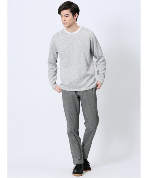TAKA-Q(タカキュー)の「【ウォッシャブル】タカキュー ジオメトリックジャガード クルーネック長袖Tシャツ(Tシャツ/カットソー・メンズ・ネイビー/ホワイト/ブラック・MEDIUM/LARGE/X-LARGE)」の14枚目の写真