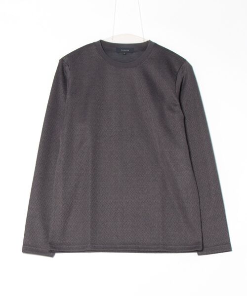 TAKA-Q(タカキュー)の「【ウォッシャブル】タカキュー ジオメトリックジャガード クルーネック長袖Tシャツ(Tシャツ/カットソー・メンズ・ネイビー/ホワイト/ブラック・MEDIUM/LARGE/X-LARGE)」の15枚目の写真