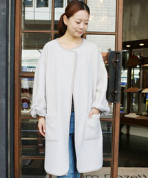 SALE【ウィムガゼット】アンゴラウール ノーカラーラップコート 大きい Whim Gazette（ウィムガゼット）の「アンゴラウールノーカラーラップ