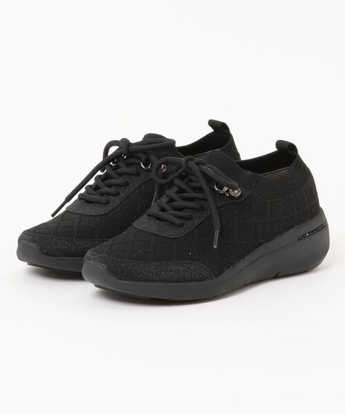 UnReef(アンリーフ)の「レースアップニットスニーカー(スニーカー・レディース・ブラック/ベージュ・22.5cm/23.5cm/24.5cm/23.0cm/24.0cm)」の1枚目の写真