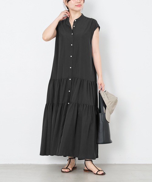 MICA&DEAL（マイカ＆ディール）の「バンドカラーティアードワンピース（ワンピース・レディース・ベージュ/ブラック・FREE）」の11枚目の写真