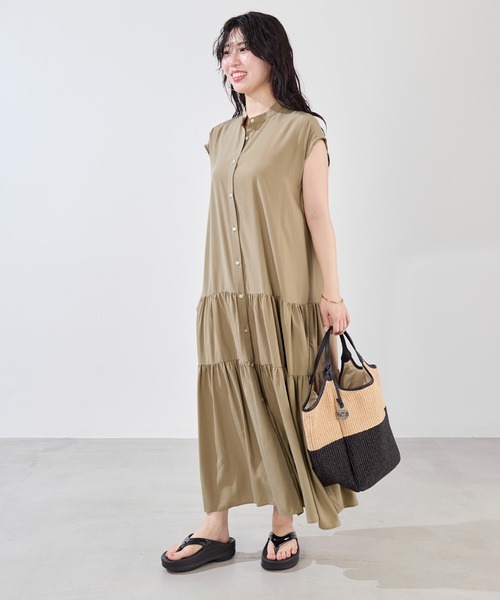 MICA&DEAL（マイカ＆ディール）の「バンドカラーティアードワンピース（ワンピース・レディース・ベージュ/ブラック・FREE）」の20枚目の写真