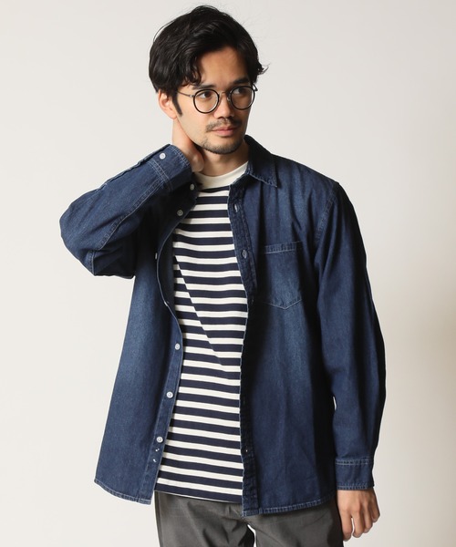 ARCADE（アーケード）の「レギュラーカラー ウォッシュ加工長袖 デニムシャツ BARCEDOS（シャツ/ブラウス・メンズ・サックスブルー/ブルー/ネイビー・LL/L/M）」の17枚目の写真