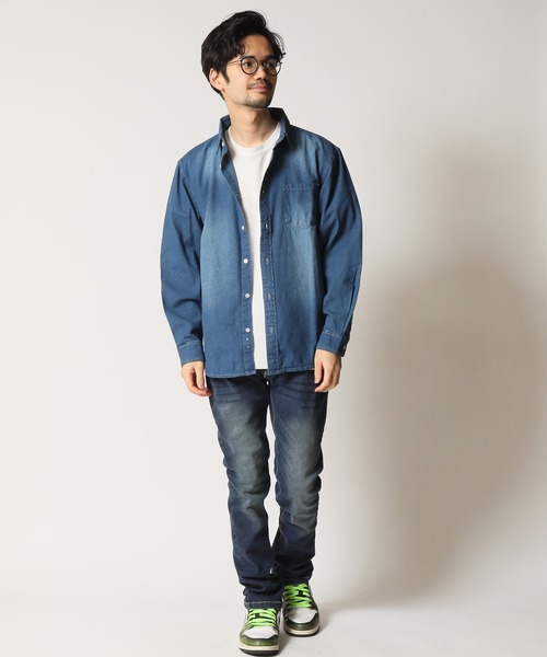 ARCADE（アーケード）の「レギュラーカラー ウォッシュ加工長袖 デニムシャツ BARCEDOS（シャツ/ブラウス・メンズ・サックスブルー/ブルー/ネイビー・LL/L/M）」の14枚目の写真