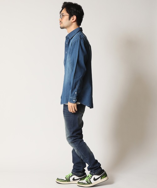 ARCADE（アーケード）の「レギュラーカラー ウォッシュ加工長袖 デニムシャツ BARCEDOS（シャツ/ブラウス・メンズ・サックスブルー/ブルー/ネイビー・LL/L/M）」の16枚目の写真