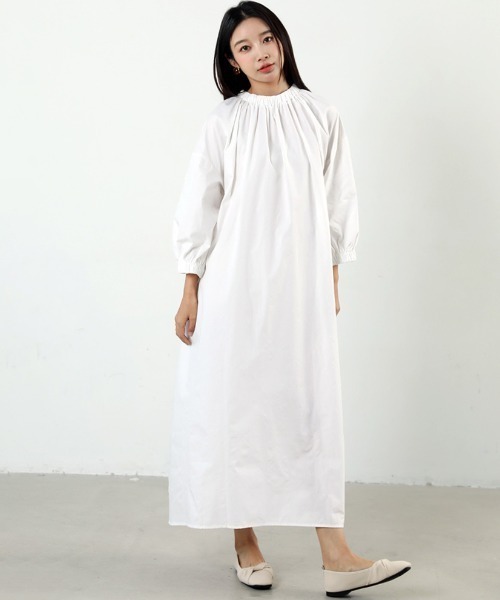 epaバルーンスリーブワンピース　ホワイト バルーンスリーブワンピース(ホワイト)T1-361WH-M | OTONA DRESS