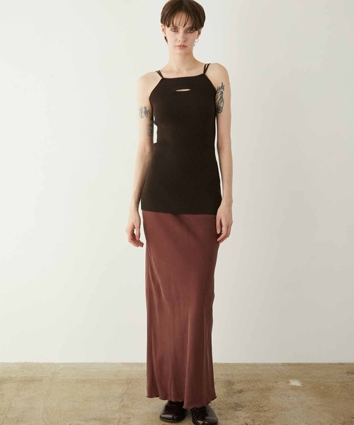 LA PEAU DE GEM（ラポドゥジェム）の「【LA PEAU DE GEM】cupra effortless skirt/キュプラエフォートレススカート（スカート・レディース・ホワイト/バーガンディー/ブラック・1/2）」の22枚目の写真