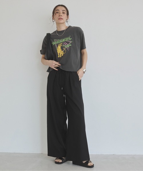 ANGIE（アンジー）の「【セットアップ対応】ワイド イージーパンツ（その他パンツ・レディース・ブラック/ホワイト系その他/ブラウン・FREE）」の3枚目の写真