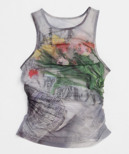 Tulip Gather Mesh Tank Top/チューリップギャザーメッシュ